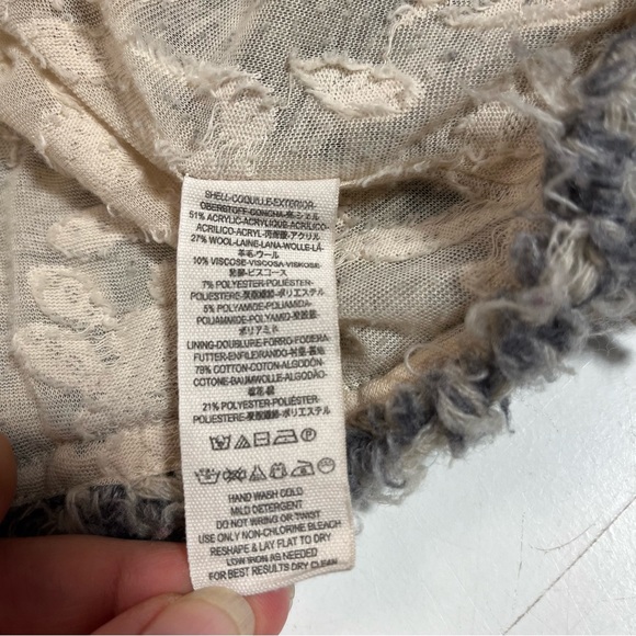 Free People Faux Fur Away Vest Cream Grey Fuzzy Boho Bohemian Shag, size M - Picture 8 of 10